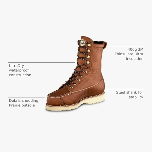 Red Wing Irish Setter Wingshooter, Men’s 9" Soft Toe Insulated 400g Hunting Boot - Picture 5 of 9